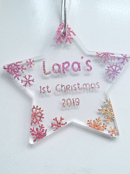 Personalised Baby's First Christmas Star Christmas Tree Ornament